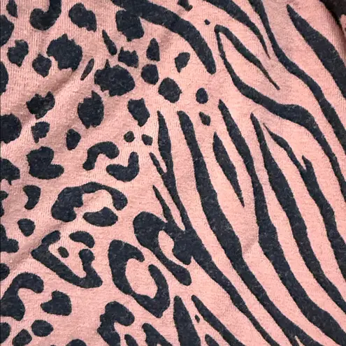 Soma Cool Nights Pajama Set Black V-Neck Top & Animal Print WideLeg Pants Size L