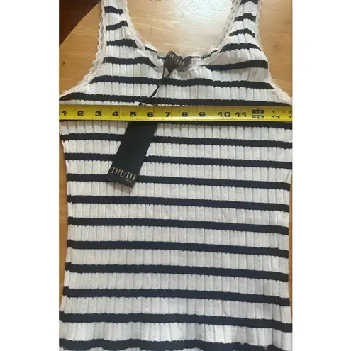 Truth by Republic M Striped Ribbed Tank Top women's White Black stretch Size M