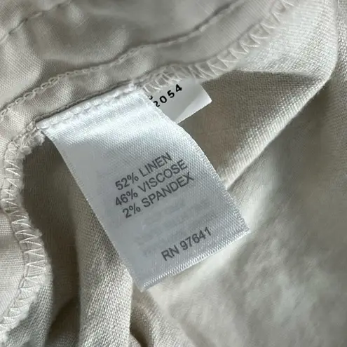 J.Jill New  Linen Stretch Pull On Cropped Pants | Cream | 16