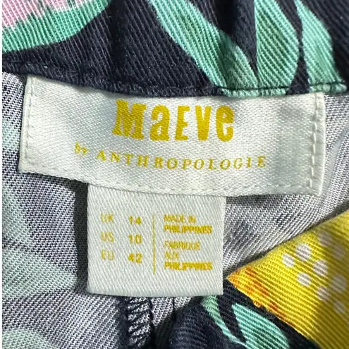 Anthropologie  Maeve Escape Printed Pants Women's 10 Multicolor Tropical Wide Leg