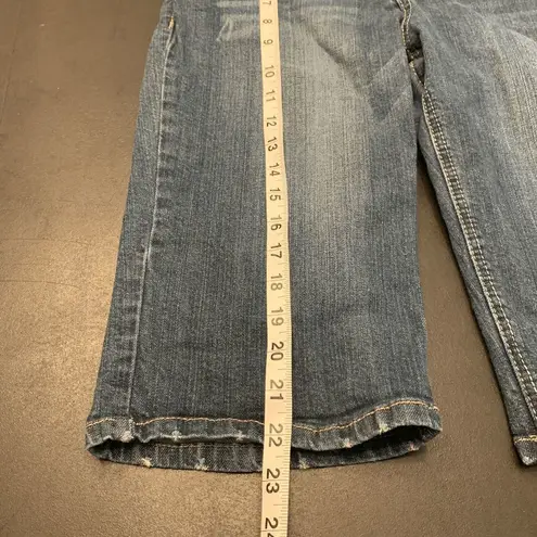 Democracy Women's Mid Rise Flap Pockets Bermuda Denim Shorts Dark Wash Size 12