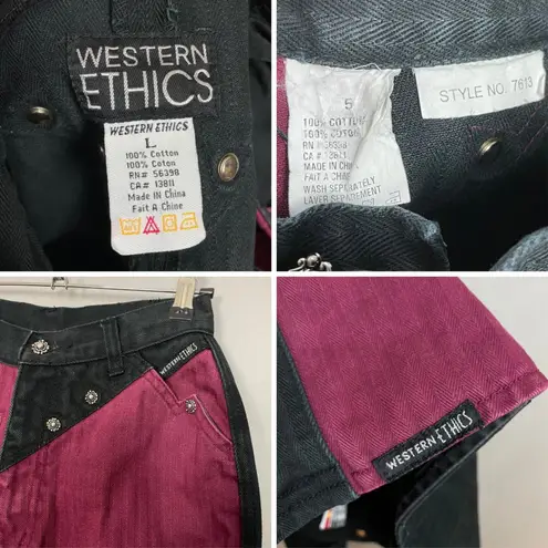 Vintage Western Ethics Jeans Vest Top Pants Country Maroon Black Women Two Tone Red Size undefined