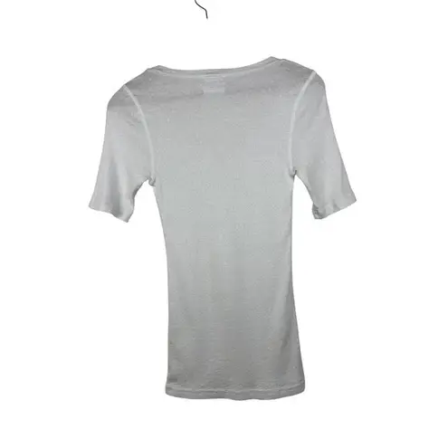 Michael Stars For Anthropologie XS/S Metallic Shine White Scoop Neck Top Size undefined