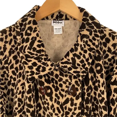 Kiko Leopard Corduroy Double Breasted Jacket One Size Brown Size undefined