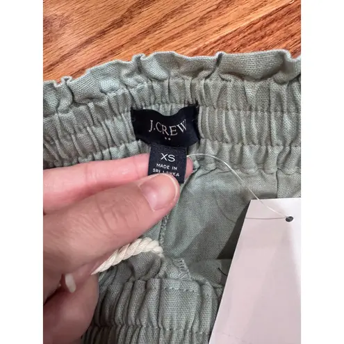 J. Crew Wide Leg Linen Cotton Blend Drawstring Pants Sage Green Size XS BG359