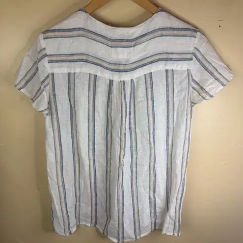 Rails Viera Top Ryland Stripe Size Small Linen Short Sleeve Comfy Top Summer
