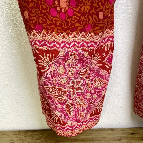 Sundance Pants Womens Larrge Vibrant Reef Floral Cargo Rope Tassle Boho Hippie Size L