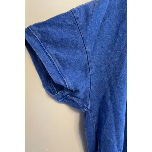 Poetry Top T-Shirt Women Size 16 Blue Hemp Cotton Distressed Cropped Lagenlook