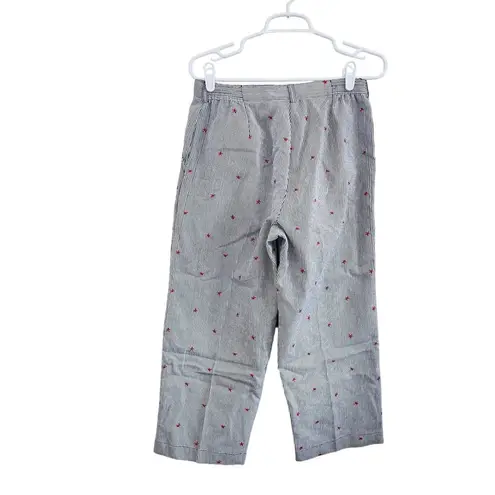 Sag Harbor Embroidered Stars Pinstripe Cropped Pants Red White & Blue Size 8