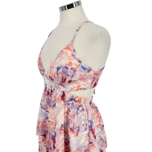 Fanco Cutout Tiered Sleeveless Maxi Dress Multicolor Pink Purple Size Medium NWT