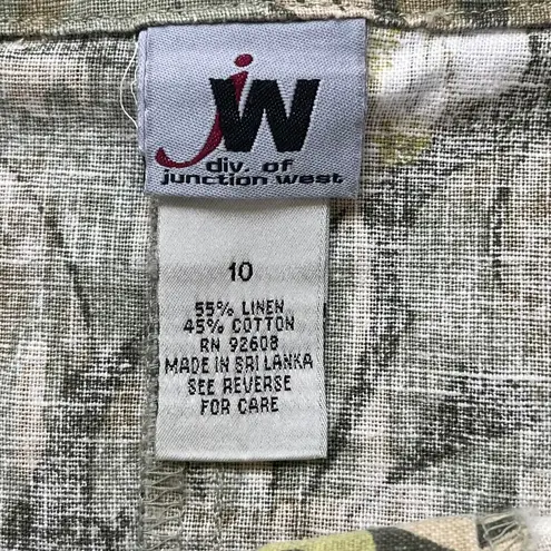 Junction West Women's Vintage Linen Blend Cargo Mini Skirt Green Floral Size 10