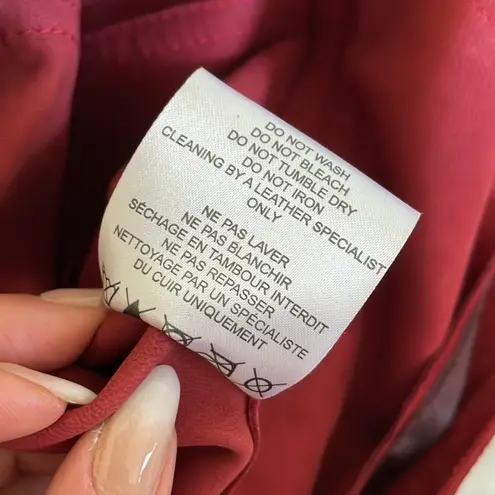 IRO Tatiana Red Suede Leather Jacket Silver Zippers Buckle Belt Fall Size 8 (40)