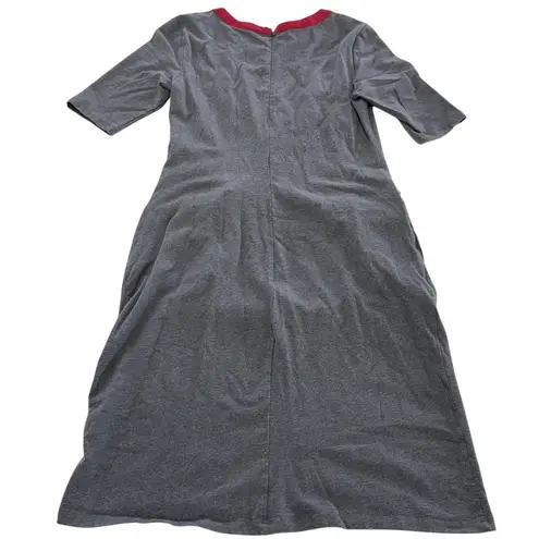 Eshakti Dress Womens 4 Knee Length Short Sleeve Pockets Spandex Red Trim