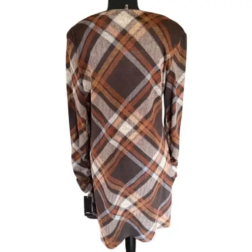 R&K Brown Plaid Dress w/ Detachable Cowl Neck Women’s Medium NWT