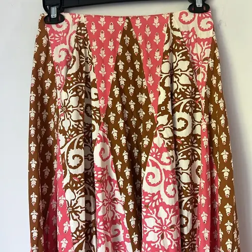 Vtg 60’s Bill Atkinson Elegant Pink and Brown Boho Patterned Skirt Sz 10 ♟️