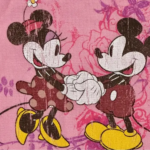 Disney Mickey Minnie Mouse  Store Vintage Pink Thermal Long Sleeve Graphic Shirt