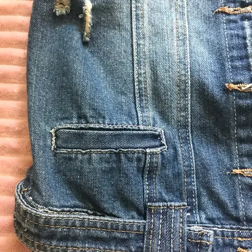 Hybrid & Company Denim Vest Jacket with Removable Hood Size Small Blue