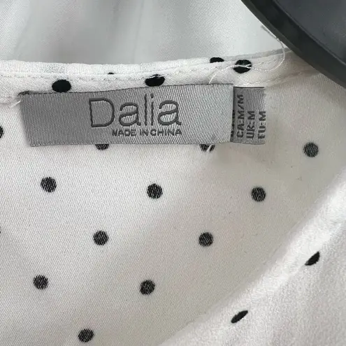 Dalia Collection Dalia White Short Sleeve Dot Blouse Size Medium