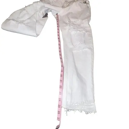 Pistola WOMEN WHITE OUT RIPPED DESTROYED CROP RAW HEM JEANS STYLE P8641-WH SZ 27