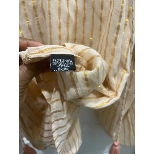 Karina Grimaldi Pink Striped Metallic V-Neck Blouse Sz XS