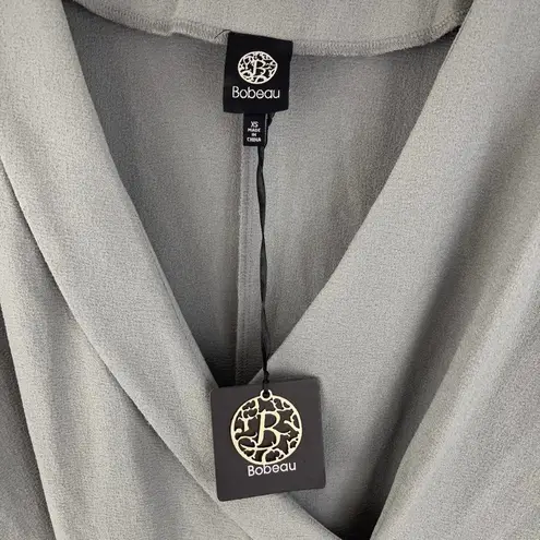 Bobeau Grey Surplice Faux Wrap Shift Dress NEW