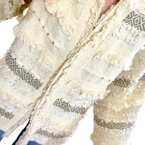 Boutique Oversized Trendy Ivory Knit Boho Jacket