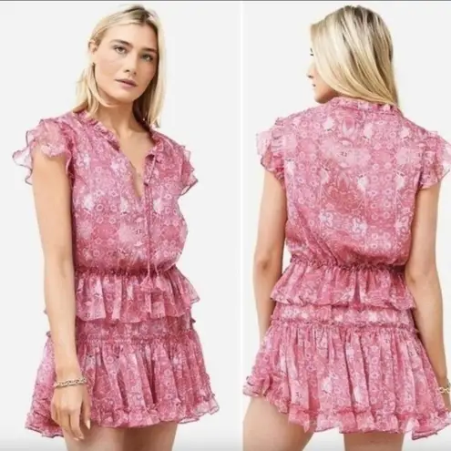 MISA Los Angeles  Washed Rose Pink Danae Floral Blouson Mini Dress Sz XS NWT