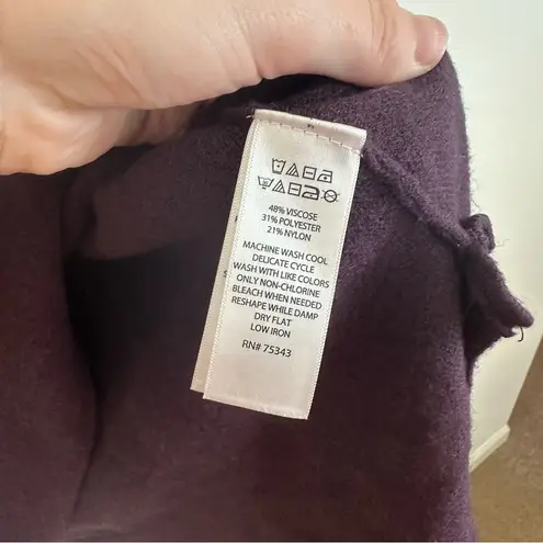 Tahari | Deep Purple Mockneck Sweater with Side Zip Contrast Cuff Size Medium