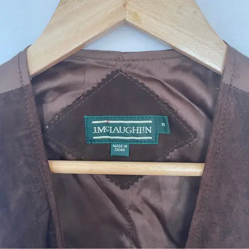 J. McLaughlin Vintage  Leather Brown Button Up Vest Size 10