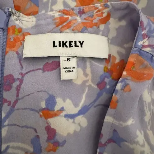 Likely Rana Tiered Ruffle Mini Dress Purple Floral Print Sleeveless Belted Sz 6