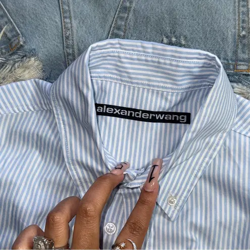 Alexander Wang Prestyled Button Down Denim Romper in Light Worn Indigo