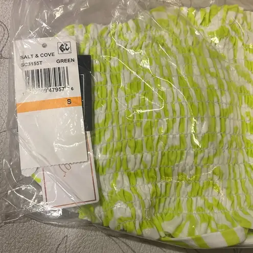 NWT Salt & Cove Zoorama Smocked Bandeau Bikini Top Green