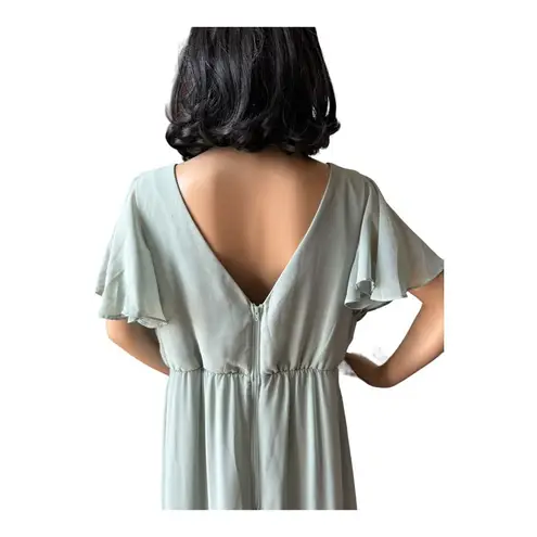 Birdy Grey  Hannah Empire Dress flutter sheer sleeves Chiffon Sage size XXL