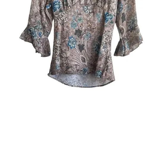 Route 66 Vintage Women Top L Back Tie Sheer Retro Y2K USA Boho Whimsigoth Fairy