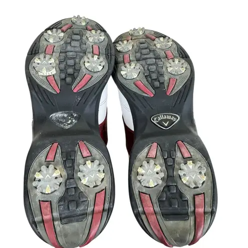 Callaway Calloway White Maroon Leather Upper Lace Up Rubber Sole Women's Golf Shoes Sz 9