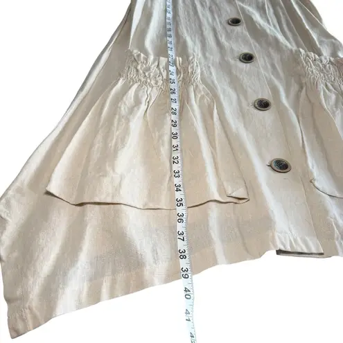 For Cynthia Linen Blend Lagenlook Shirt Dress Large Sleeveless Pockets Small