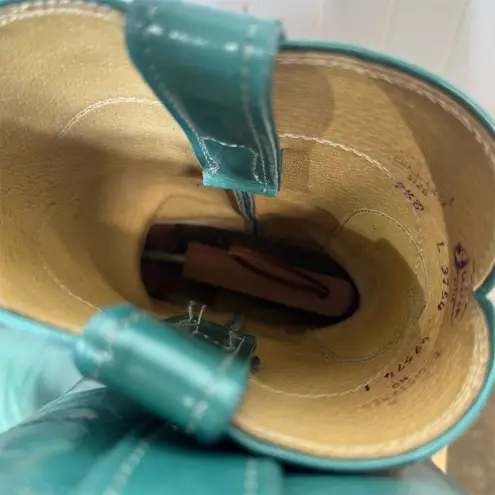 Justin Vintage Women’s Aqua Leather Cowboy Boots 7.5 D USA L3754 Western Rodeo