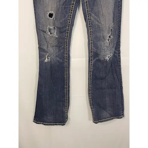 Mek Denim LAS TUNAS Boot Cut Jeans Women's Size 29x32 Distressed Medium Wash