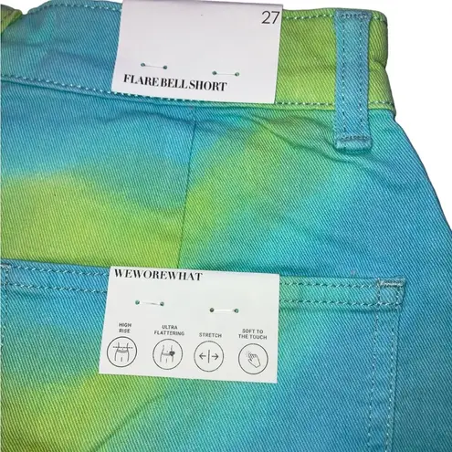 We Wore What Womens blue tie-dyed flare bell shorts