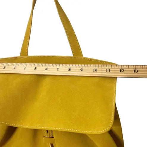 Mansur Gavriel Lady Bag Mustard Yellow Suede Top Handle Adjustable Strap