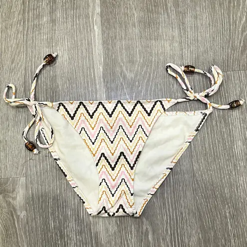 Eberjay Eberjey Pastel Pink Brown Orange Chevron Zig-Zag Striped Beaded String Bikini M