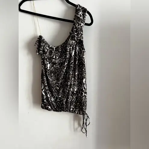 INC International Concepts One Shoulder Animal Print Top Size M