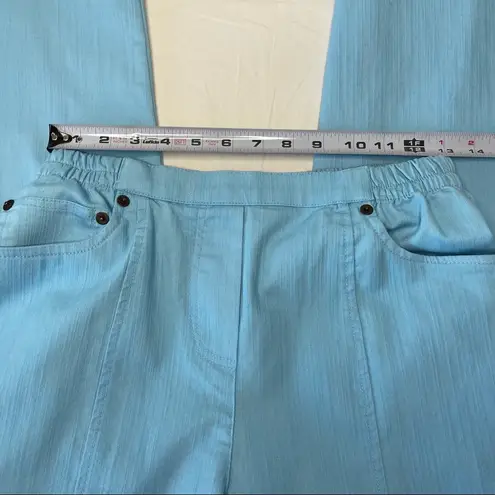 Cathy Daniels Cathy Daniel’s Straight Leg Pull On Jean Pants M Stretch Aqua Blue Slubbed