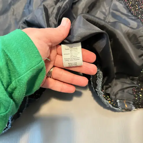 Travelsmith Womens Jacket Size M Blazer Black Multi Tweed Floral Embellished Size M