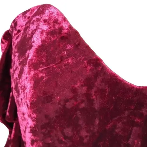 AO Wine Red Crushed Velvet Loose Off Shoulder Dress Size Small NWT