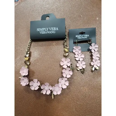 Simply Vera Wang 3D Pink Floral Statement Necklace & Earrings Set