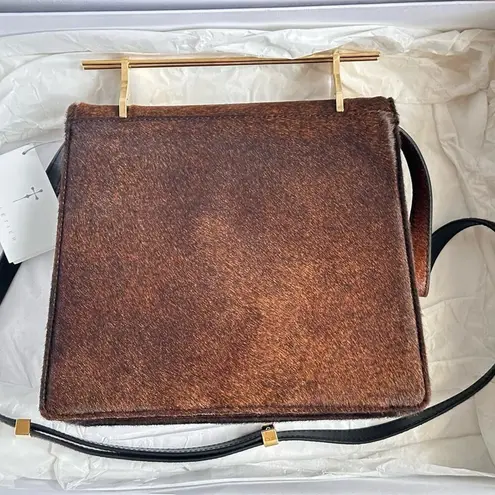 M2M Alletier NIB Brown Pony Leather Crossbody Bag
