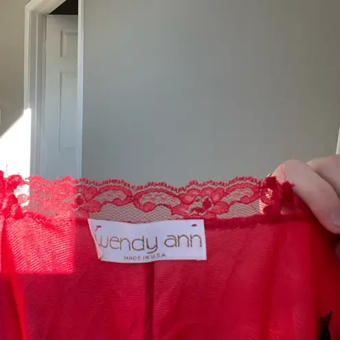Vintage Wendy Ann Red Lace Slip Teddy Top Size M