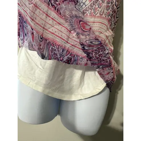 Ella Moss Women's Silk Paisley Print V-Neck Cami Tank Top Size L