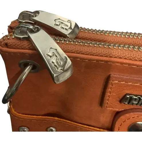 Agostino Designer Leather Crossbody Bag – Studded, Chain Strap, Custom Hardware Brown